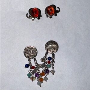 Sterling Silver Earring Lot | Amber Studs & Mixed Gemstone Dangle Earrings